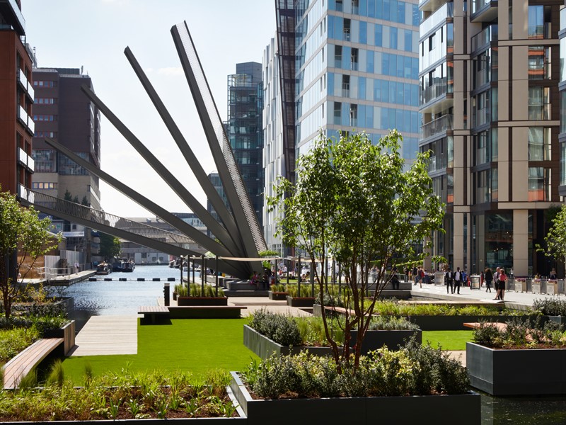 Fan bridge and Lone Soldier in Paddington, part of the Paddington Public Art trail