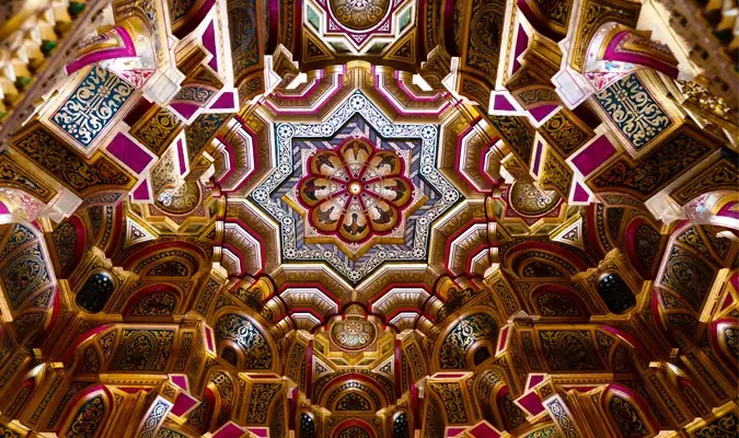 The ornate Arab Room ceiling in Cardiff Castle.