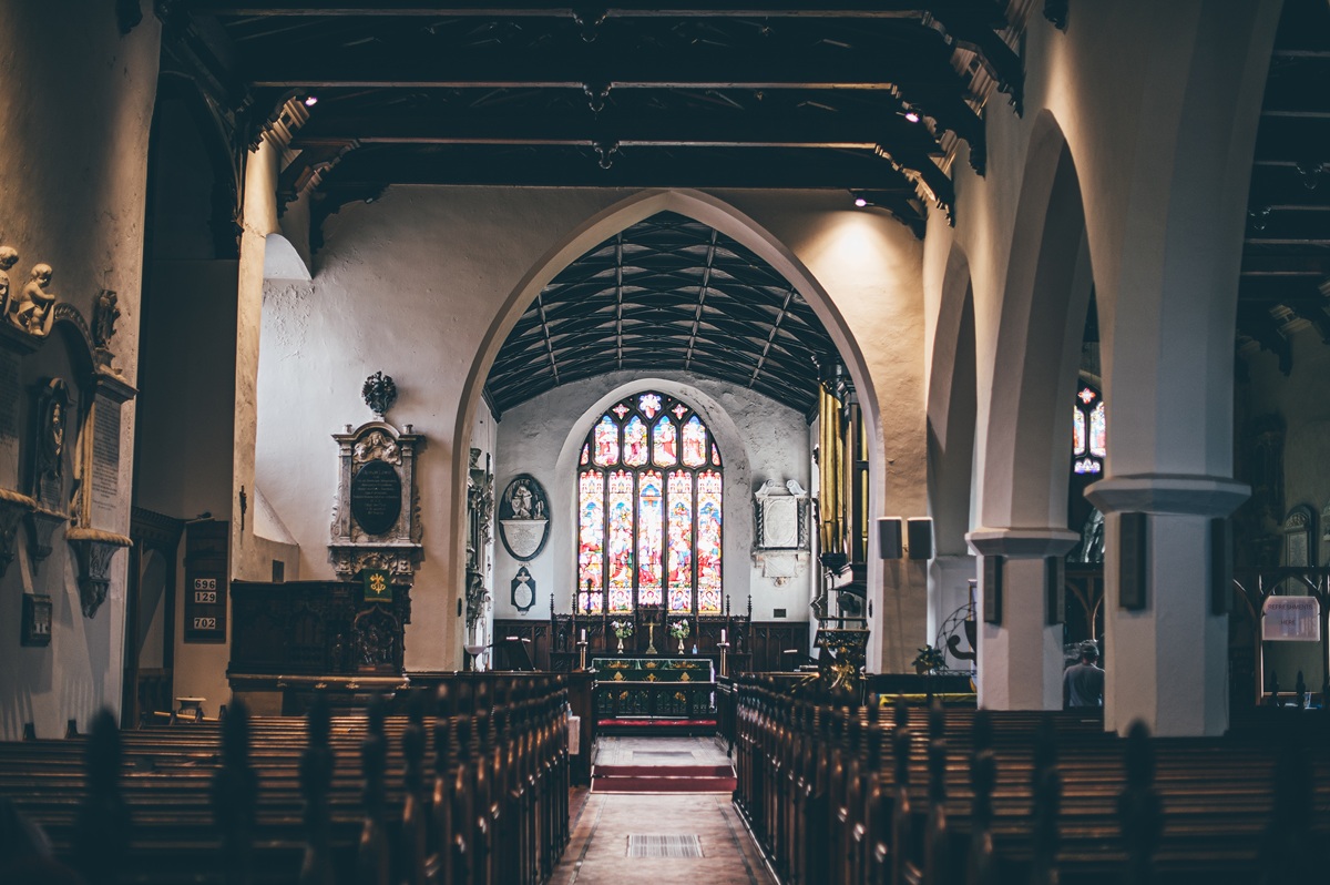 Interior of St Peters Church in Carmarthen.