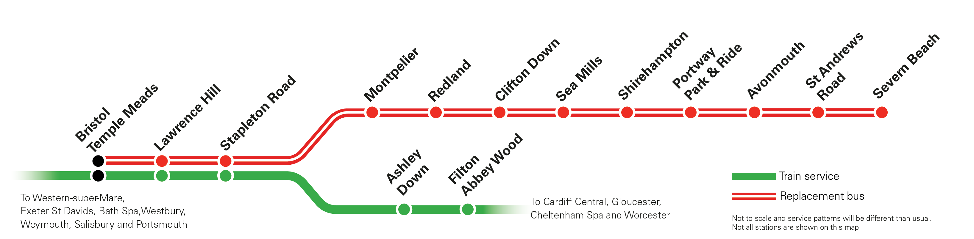 Route map of planned engineering in the Bristol area from Saturday 22 to Thursday 27 August 2026. Full written detail is available on this page.