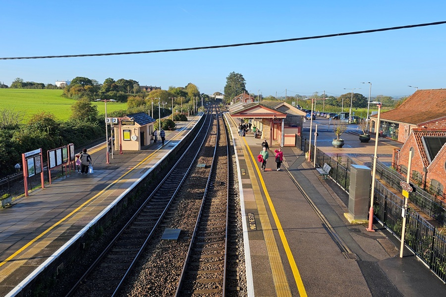 Aerial view of Castle Cary station platforms