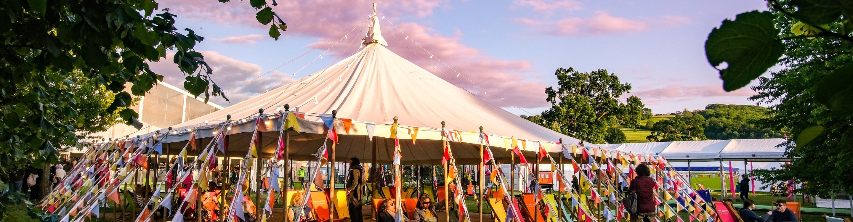 Photo of festival marquee with bunting 