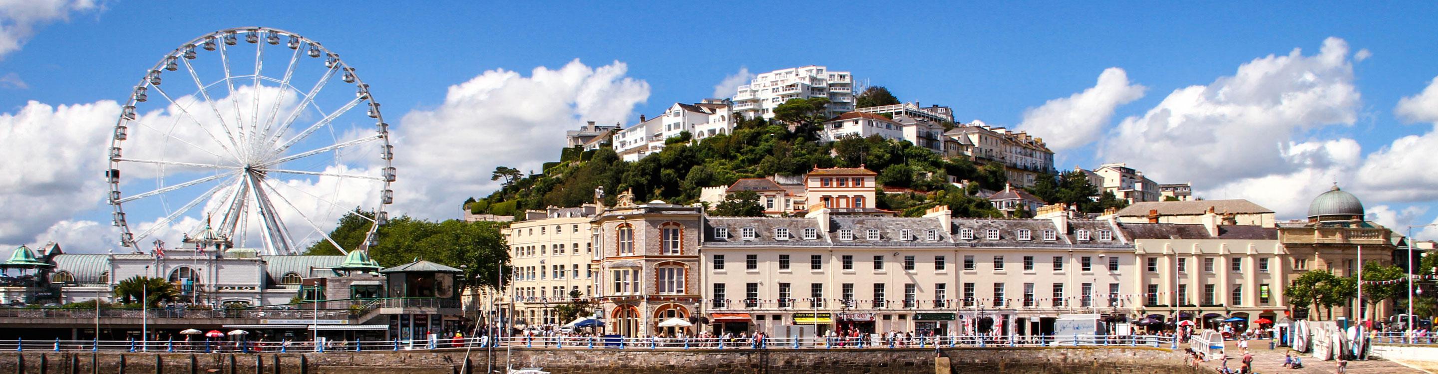 Torquay pictured from across water on a bright day