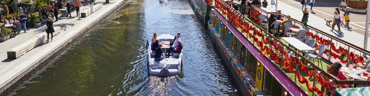 GoBoat self-driving boat on Grand Union canal in London Paddington