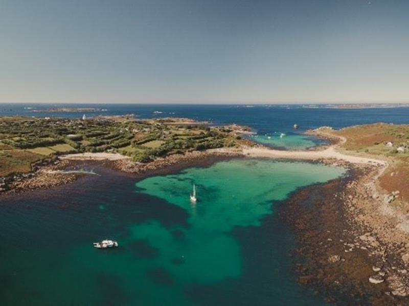 Overhead image of the Isles of Scilly 