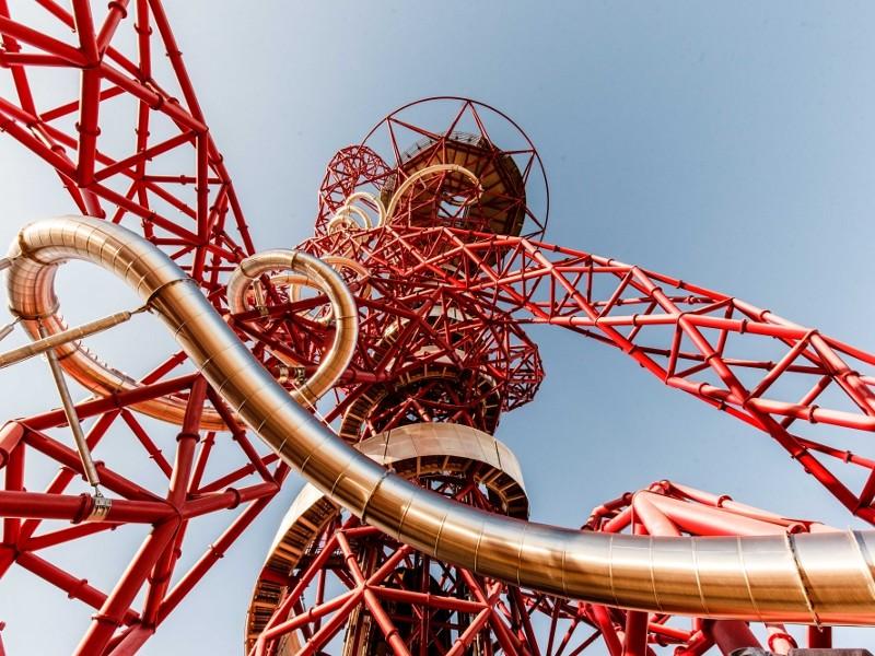 Photo looking up at ArcelorMittal Orbit