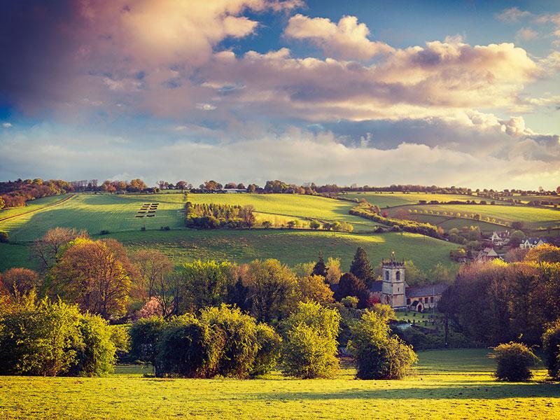 View of the Cotswolds countryside
