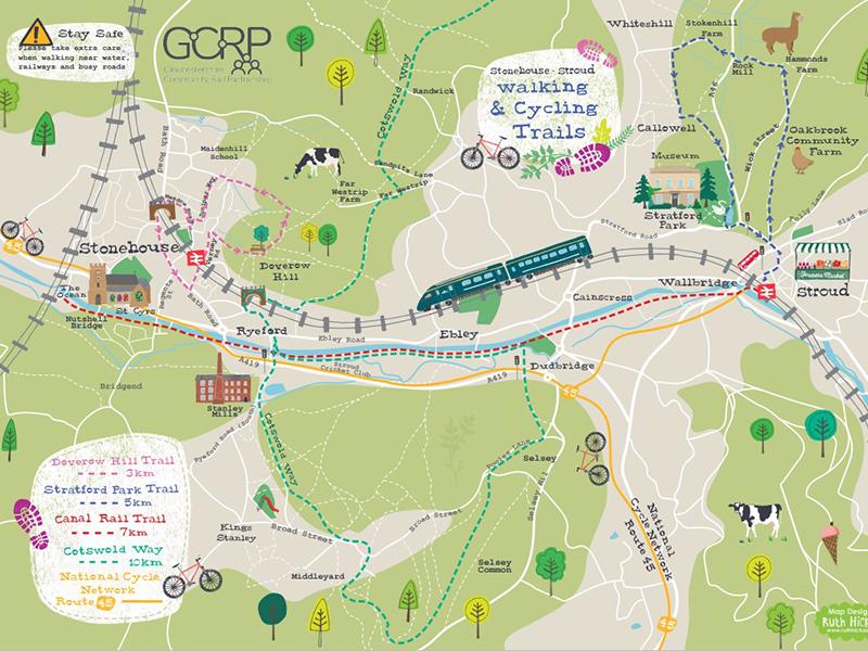 image of trail map developed in partnership with Gloucestershire Community Rail Partnership