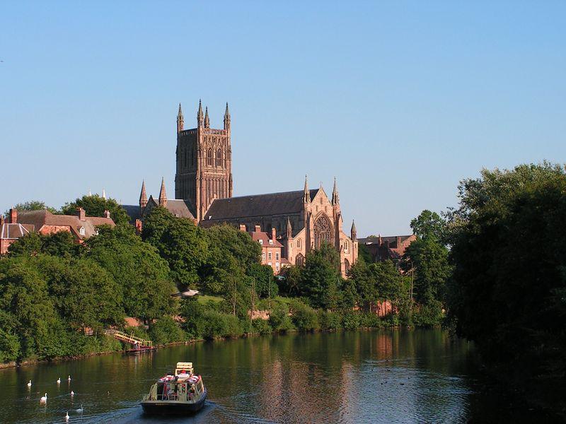 Worcester Cathedral overlooking the River Severn