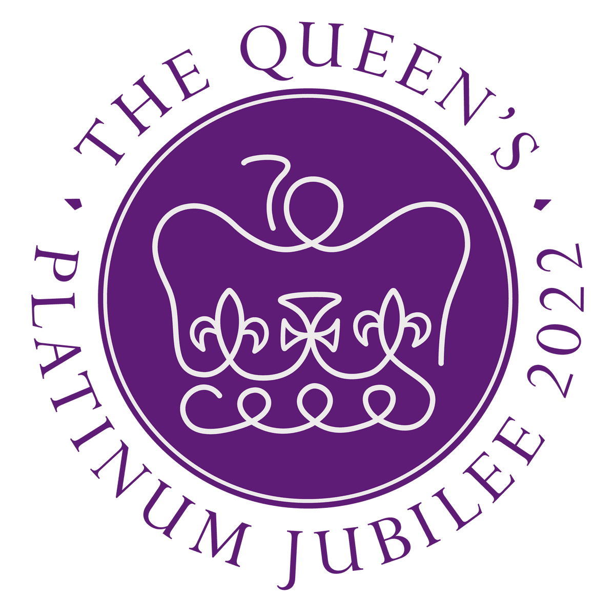 Crown emblem with text that says The Queen's Platinum Jubilee 2022