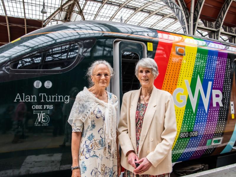 Alan Turing's nieces Janet Robinson and Inagh Payne at the train naming ceremony for Alan Turing OBE / Trainbow